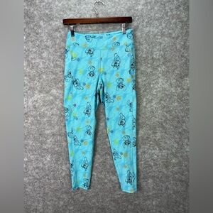 Disney Parks Stitch Pants Womens large blue leggings floral print athletic loung